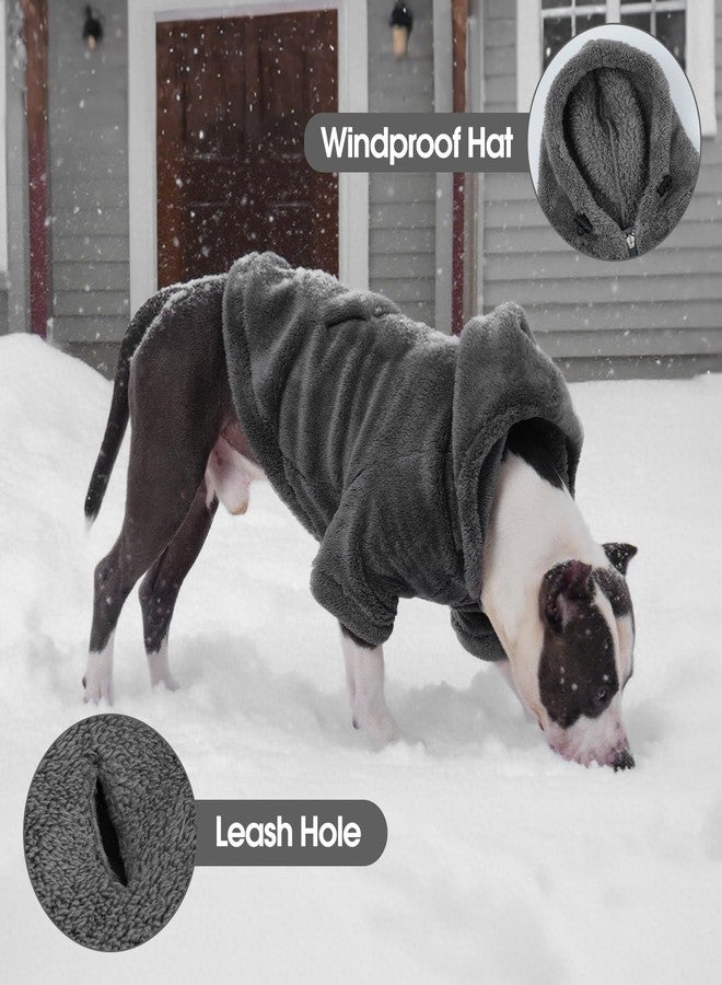 IDOMIK Fuzzy Dog Sweater with Adjustable Hood, Warm Fleece Dog Sweater Hoodie with Harness Hole & Pocket, Pullover Sweaters for Large Dogs, Fuzzy Hooded Sweatshirt for Fall Winter Christmas,Grey,XL - Image 5